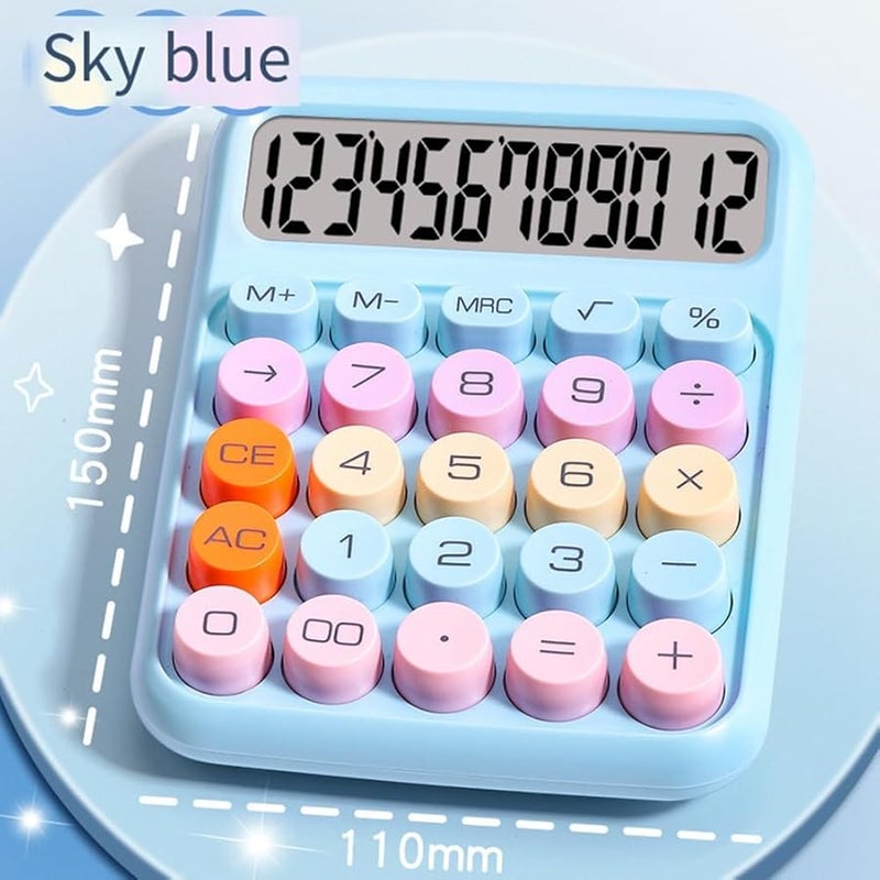 Mechanical Calculator Large LCD Display Big Round Button Cute Candy Color For Office School - Image 2
